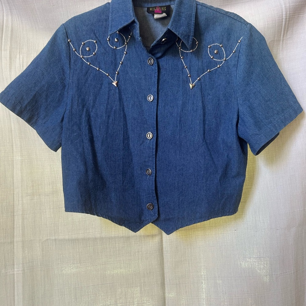 Western Denim Short Sleeve Button-Up Shirt